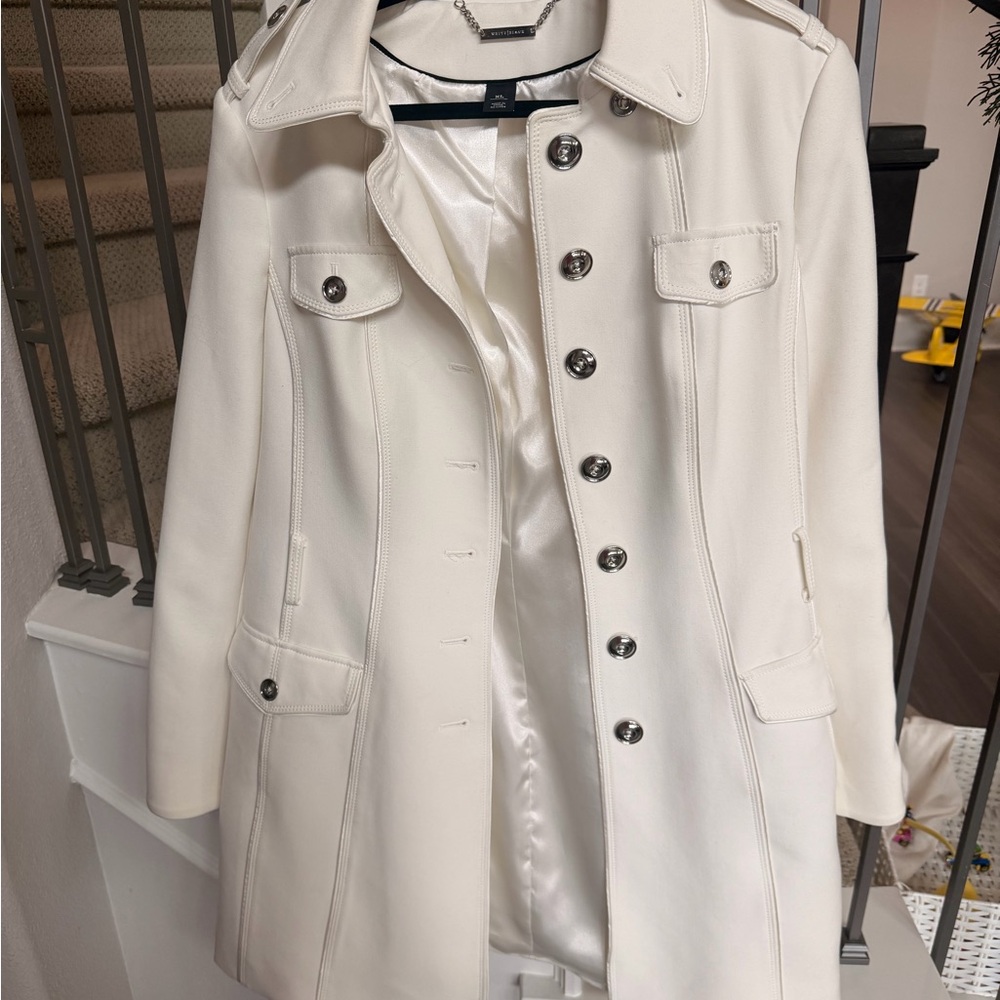 White House Black Market Ivory Trench Coat